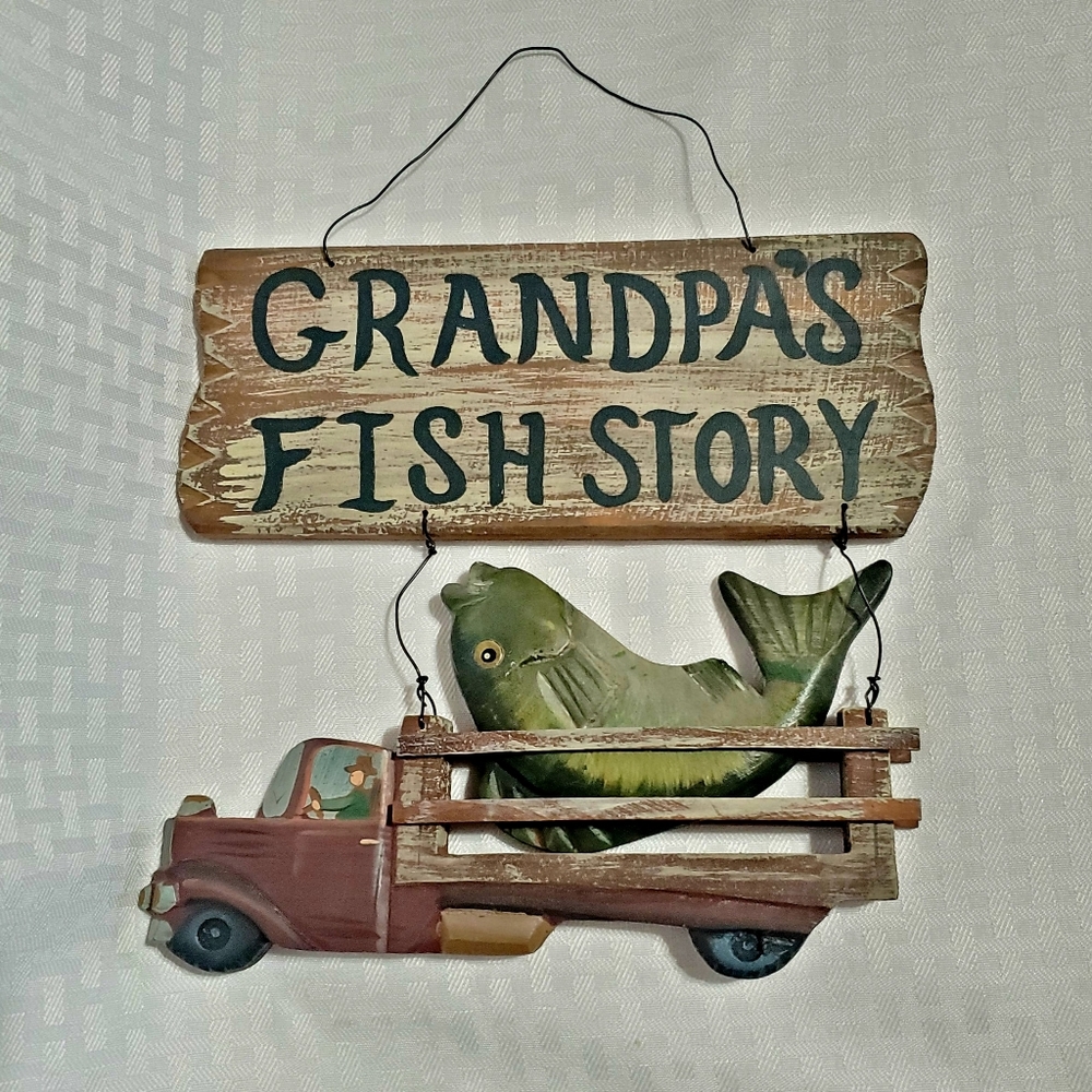 Handcrafted Wood Sign Grandpa's Fish Story. - Picture 2 of 12